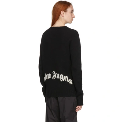 Shop Palm Angels Black Wool Logo Sweater