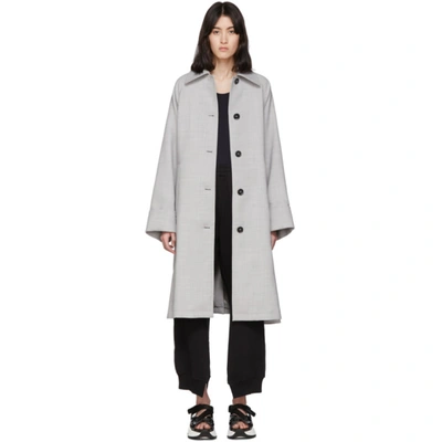 Shop Mm6 Maison Margiela Grey Wool Trench Coat In 856m Lt Gre