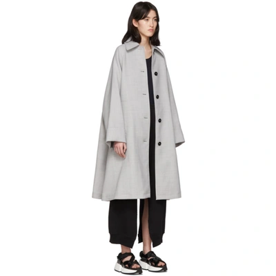 Shop Mm6 Maison Margiela Grey Wool Trench Coat In 856m Lt Gre