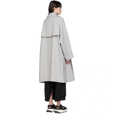 Shop Mm6 Maison Margiela Grey Wool Trench Coat In 856m Lt Gre