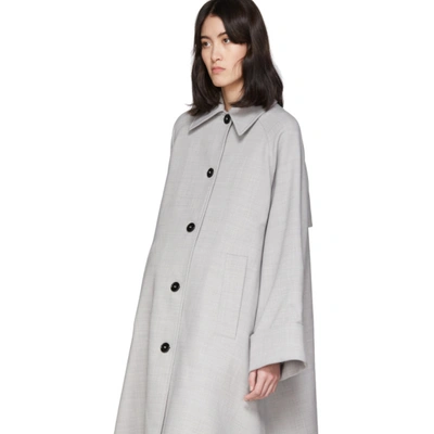 Shop Mm6 Maison Margiela Grey Wool Trench Coat In 856m Lt Gre