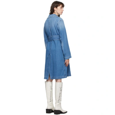 Shop Mm6 Maison Margiela Blue Denim Shadow Trench Coat In 981 Denim