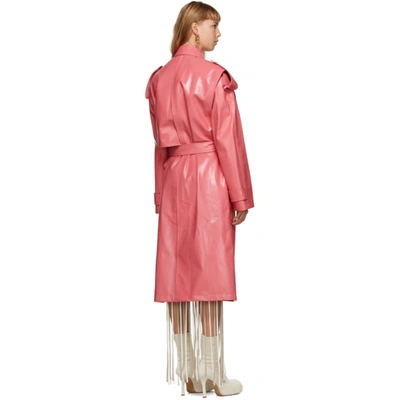 Shop Bottega Veneta Pink Shiny Trench Coat In 5062 Candy