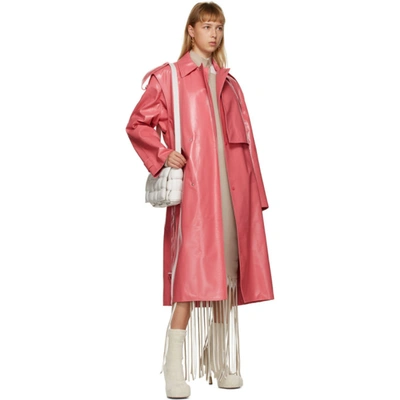 Shop Bottega Veneta Pink Shiny Trench Coat In 5062 Candy