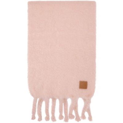 Loewe Knit Mohair Blend Fringed Scarf In Light Pink | ModeSens
