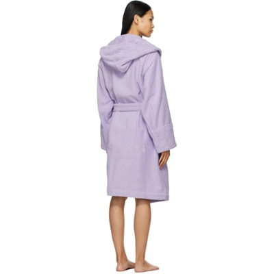 Shop Tekla Purple Hooded Bathrobe In Lavender