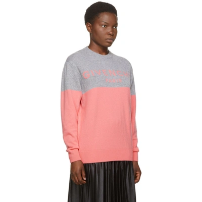 Shop Givenchy Pink & Grey Cashmere Logo Sweater In 957 Pk/grey