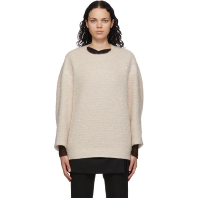 Shop Mame Kurogouchi Off-white Wool Oversized Sweater