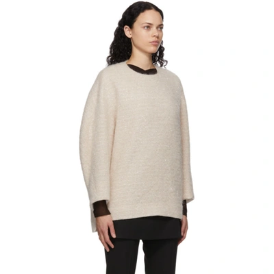 Shop Mame Kurogouchi Off-white Wool Oversized Sweater