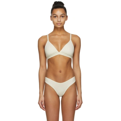 Shop Skims Off-white Cotton Triangle Bralette In Bone