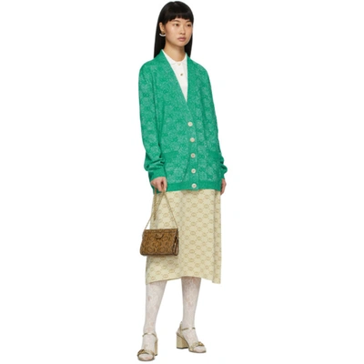 Shop Gucci Green Lurex Interlocking G Cardigan In 3136 Mint