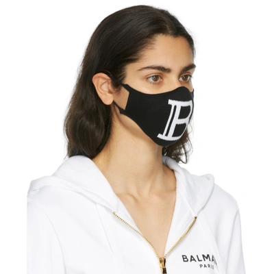 Shop Balmain Black Logo Mask In Eab Blk/wh