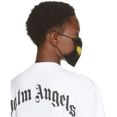 Shop Palm Angels Black & Yellow Spray Logo Mask In Blk Yellow