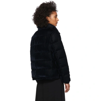 Shop Moncler Navy Down Corduroy Copenhague Jacket In 779 Navy