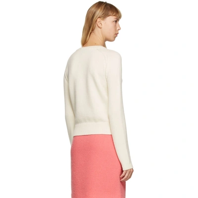 Shop Gucci Off-white Cashmere Horsebit V-neck Sweater In 9791 Ivory/