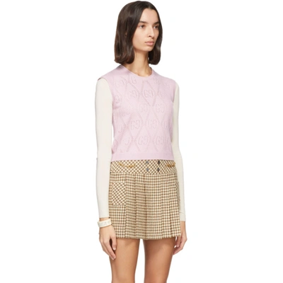 Shop Gucci Pink Gg Crochet Sweater Vest In 5018 Rose