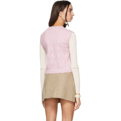 Shop Gucci Pink Gg Crochet Sweater Vest In 5018 Rose