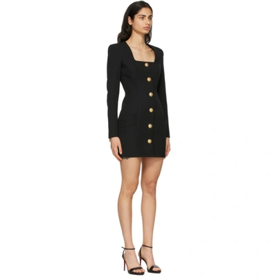 Shop Balmain Black Wool Button Dress In 0pa Black