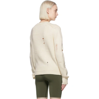 Shop Helmut Lang Off-white Distressed Sweater In Zrm Powdered Ecru