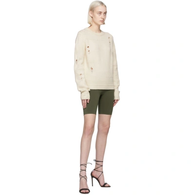 Shop Helmut Lang Off-white Distressed Sweater In Zrm Powdered Ecru