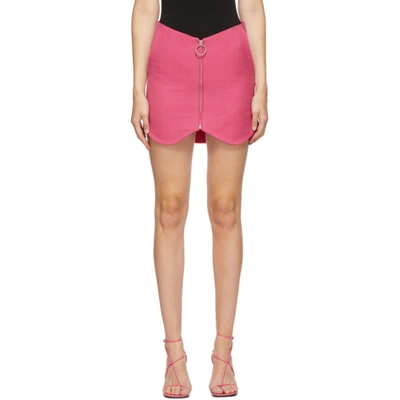 Shop Pushbutton Ssense Exclusive Pink Wool Zippered Miniskirt