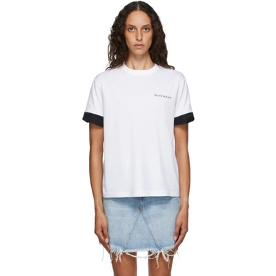 Shop Givenchy White Twisted Cuffs T-shirt In 116 Blk/wh