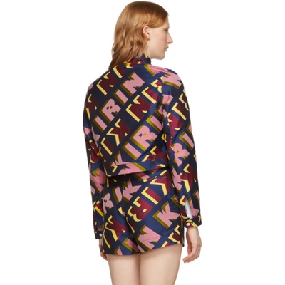 Shop Kirin Multicolor Jacquard Type Jacket In Blue Pink