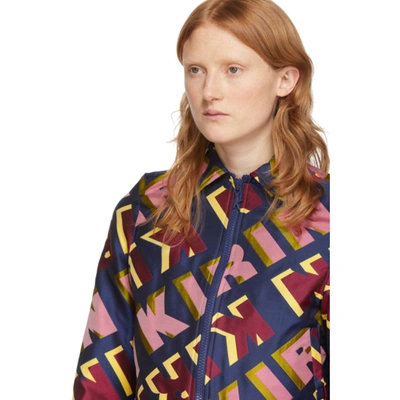 Shop Kirin Multicolor Jacquard Type Jacket In Blue Pink