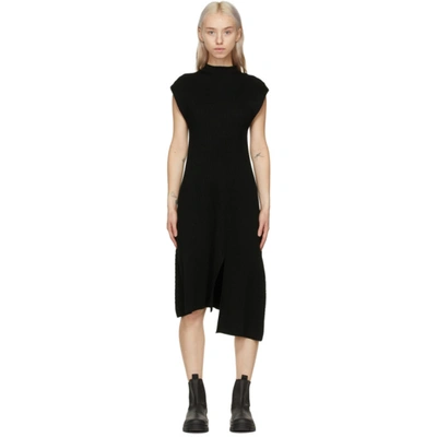 Shop Kenzo Black Wool Asymmetric Jumper Dress In 99 Black