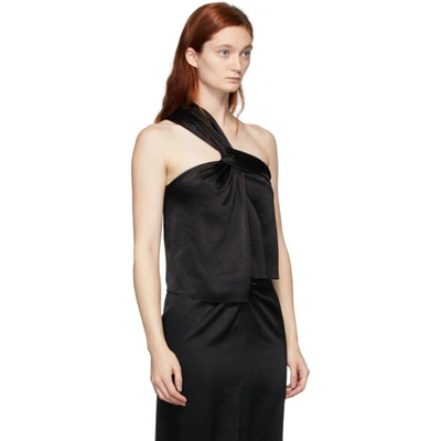 Shop Nanushka Black Satin Single Strap Manon Tank Top