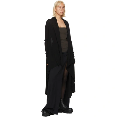 Shop Rick Owens Black Wool Long Wrap Cardigan In 09 Black