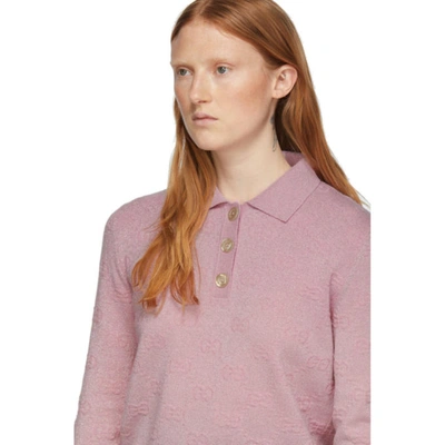 Shop Gucci Pink Lurex Gg Polo In 5152 Pink