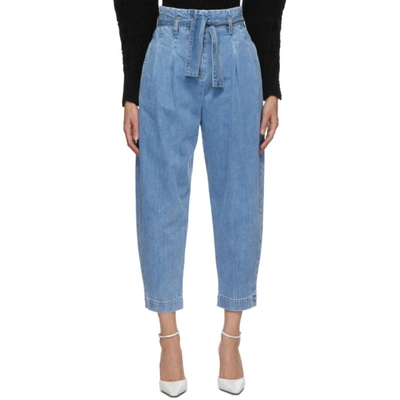 Shop Wandering Blue High-waist Cropped Jeans In 006 Blue