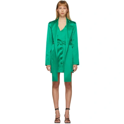 Shop Matériel Tbilisi Green Silk Blazer Dress In Emerald