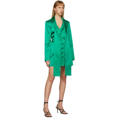 Shop Matériel Tbilisi Green Silk Blazer Dress In Emerald