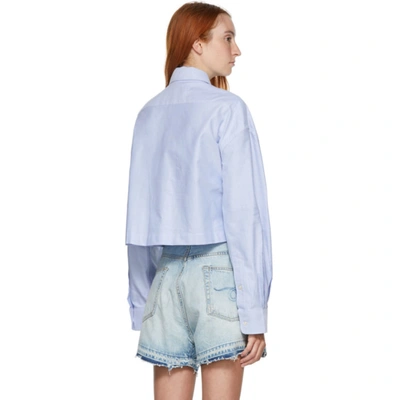 Shop R13 Blue Oversized Cropped Shirt In Lt Blue