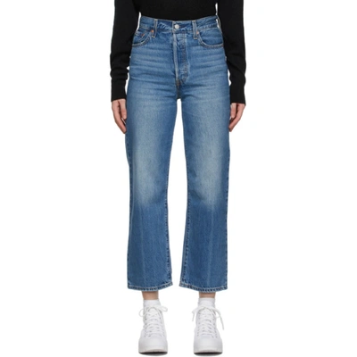 Shop Levi's Blue Ribcage Straight Ankle Jeans In At The Read