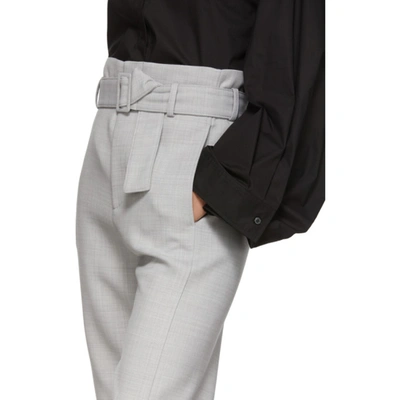 Shop Mm6 Maison Margiela Grey Belted Paperbag Trousers In 856m Ltgrey