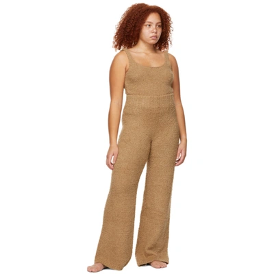 Shop Skims Brown Knit Cozy Lounge Pants In Camel