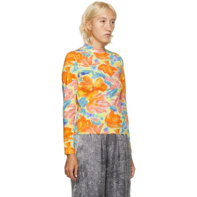 Shop Balenciaga Multicolor Floral Print Turtleneck In 7764 Orange