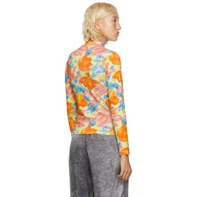 Shop Balenciaga Multicolor Floral Print Turtleneck In 7764 Orange