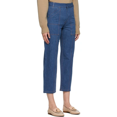 Shop Chloé Blue Cropped Jeans In 49x Blue