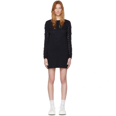 Shop See By Chloé Navy Lace Sweater Dress In 4c3 Ink Nav