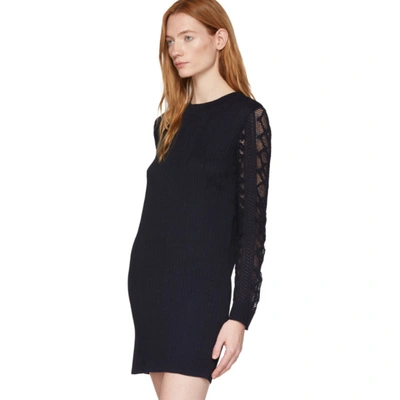 Shop See By Chloé Navy Lace Sweater Dress In 4c3 Ink Nav