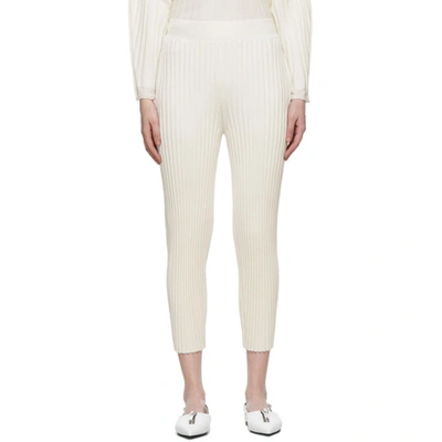 Shop Stella Mccartney White Wool Ribbed Lounge Pants In 9503 Ivory