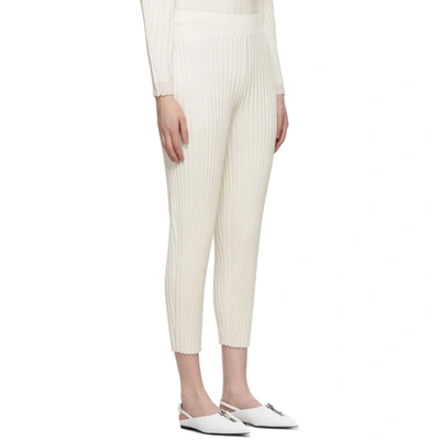 Shop Stella Mccartney White Wool Ribbed Lounge Pants In 9503 Ivory