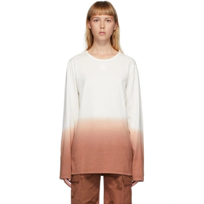 Shop Marine Serre Off-white & Orange Dip-dye Long Sleeve T-shirt In 1 Broken Wh