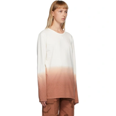 Shop Marine Serre Off-white & Orange Dip-dye Long Sleeve T-shirt In 1 Broken Wh