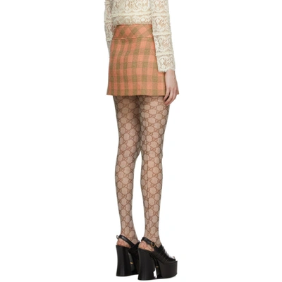 Shop Gucci Pink Wool Damier Optical Miniskirt In 7920 Orange