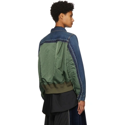 Shop Sacai Blue & Green Ma-1 Jacket In 401 Blue